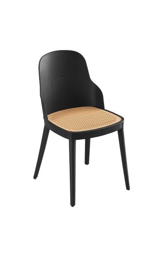 MELINA Καρέκλα PP Μαύρο, PP Rattan Μπεζ - 45x50x79cm