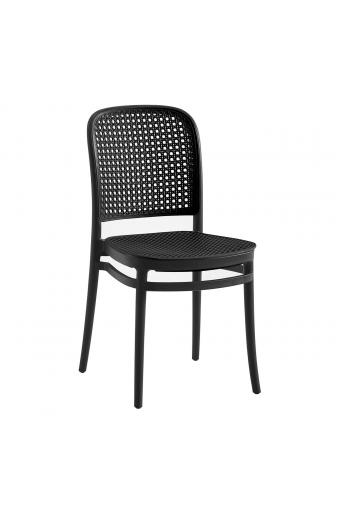 FLORENCE Καρέκλα PP Μαύρο, PP Rattan Μαύρο, Στοιβαζόμενη - 41x41x83cm