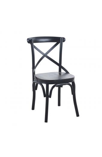 MARLIN Wood Καρέκλα Dark Oak, Μέταλλο Βαφή Μαύρο - 52x51x86cm