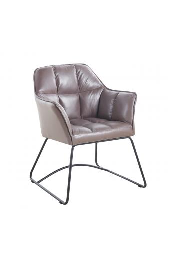POLLY Πολυθρόνα Μέταλλο Βαφή Μαύρο, Ύφασμα Suede Cappuccino - 67x64x82cm
