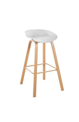 PENT Σκαμπό Bar, Μέταλλο Βαφή Φυσικό, PP Άσπρο - 49x52x72/84cm