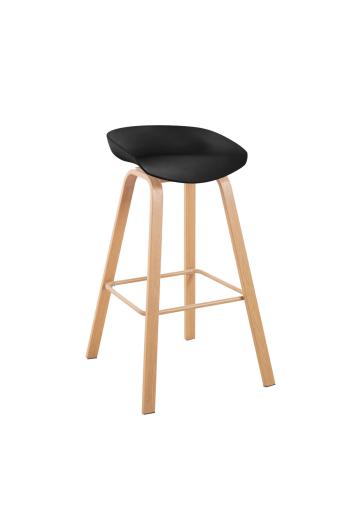 PENT Σκαμπό Bar, Μέταλλο Βαφή Φυσικό, PP Μαύρο - 49x52x72/84cm