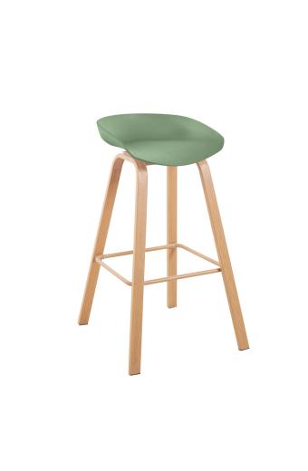 PENT Σκαμπό Bar, Μέταλλο Βαφή Φυσικό, PP Πράσινο - 49x52x72/84cm