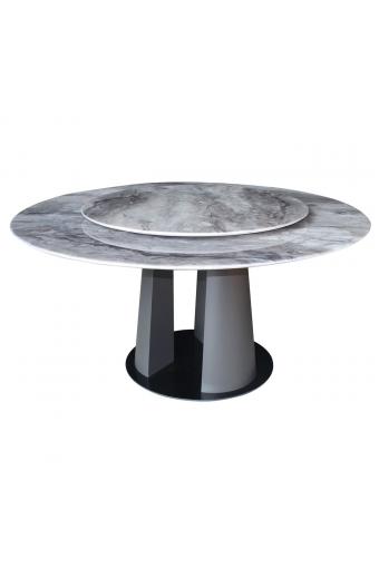 LAZY SUSAN Τραπέζι με κεντρική Περιστρεφόμενη επιφάνεια, Βάση Μέταλλο-Επιφάνεια Μάρμαρο - Φ150-95x76cm