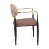 OLIVE Πολυθρόνα Μέταλλο Βαφή Μαύρο-Gold, Pu Μπεζ-Cappuccino - 53x53x80cm