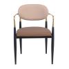 OLIVE Πολυθρόνα Μέταλλο Βαφή Μαύρο-Gold, Pu Μπεζ-Cappuccino - 53x53x80cm