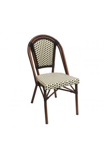 PARIS Καρέκλα Bistro Αλουμίνιο Καρυδί, Wicker Μπεζ - Καφέ, Στοιβαζόμενη - 46x54x88cm