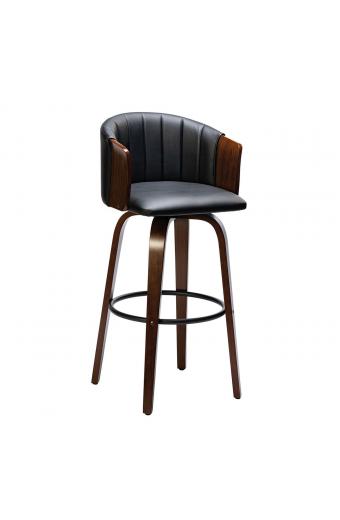 ENZO Σκαμπό Bar Καρυδί, Pu Μαύρο - 50x50x78/103cm