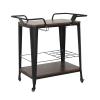 RELIX Trolley Bar-Pro Μέταλλο Βαφή Μαύρο, MDF Απόχρωση Καρυδί - 86x51x86cm