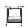 RELIX Trolley Bar-Pro Μέταλλο Βαφή Μαύρο, MDF Απόχρωση Καρυδί - 86x51x86cm