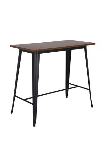 RELIX Wood Dark Oak Τραπέζι Bar-Pro, Μέταλλο Βαφή Μαύρο - 120x60x102cm