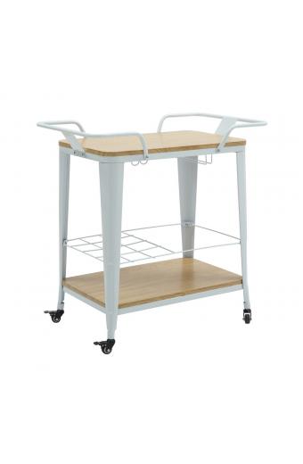 RELIX Trolley Bar-Pro Μέταλλο Βαφή Άσπρο, MDF Απόχρωση Φυσικό - 86x51x86cm