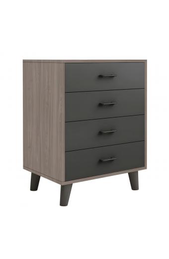 ELIOT Συρταριέρα, με 4 Συρτάρια, Απόχρωση Sonoma Oak-Grey - 60x40x80cm