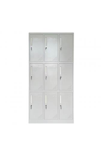 LOCKER 9 Θέσεων Φοριαμός - Ερμάριο με εσωτερικά ράφια, Μέταλλο Βαφή Γκρι - 90x40x185cm