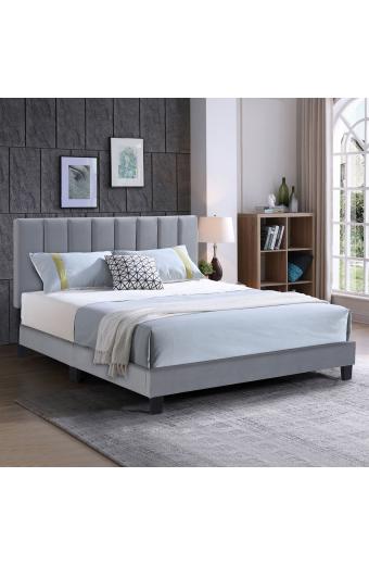 ALLEGRO Κρεβάτι Διπλό για Στρώμα 150x200cm, Ύφασμα Γκρι, με Κεφαλάρι πολλαπλών θέσεων - 159x215x117/127cm
