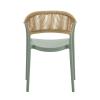 DONNA Πολυθρόνα Στοιβαζόμενη, PP-UV Forest Green, Rope Wicker Φυσικό