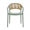 DONNA Πολυθρόνα Στοιβαζόμενη, PP-UV Forest Green, Rope Wicker Φυσικό