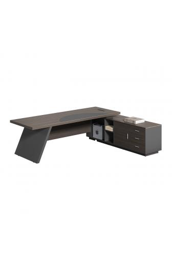 MASTER Γραφείο Δεξιά Γωνία, Απόχρωση Grey Walnut - 180x90x75/180x50x62cm