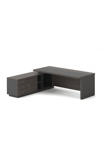 VIP Γραφείο Αριστερή Γωνία, Απόχρωση Grey Walnut - 180x90x75/180x50x62 cm