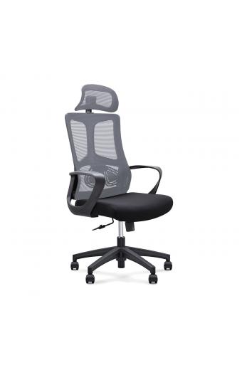 BF8600 Πολυθρόνα Γραφείου Διευθυντή, Mesh Γκρι, Ύφασμα Μαύρο - 62x68x114/124cm