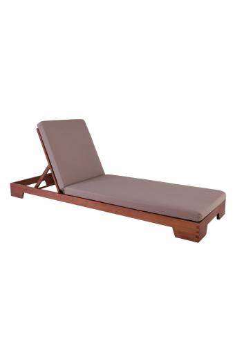 VERANO Ξαπλώστρα (B) Acacia με Μαξιλάρι 70x207cm Πάχος 8cm, Ύφασμα Απόχρωση Cappuccino - 75x213x15cm+Μαξ.70x207x8cm