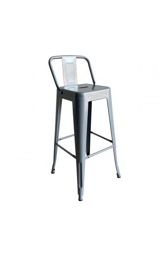 RELIX Σκαμπό Bar με Πλάτη, Μέταλλο Βαφή Γκρι - 44x44x76/97cm