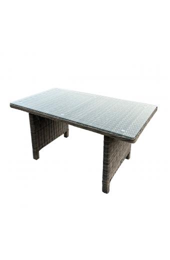 ARIZONA Τραπέζι Dining Βεράντας - Κήπου ALU, Wicker Grey Brown, Γυαλί Tempered 5mm - 140x80 H.70cm