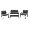 RIVIAN Set Σαλόνι Κήπου 4τεμ, Μέταλλο Βαφή Ανθρακί, Μαξιλάρια Γκρι - 90x50x35/120x79x73/65x79x73 cm