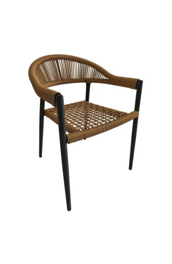 MADISON Πολυθρόνα Βεράντας- Κήπου, ALU Ανθρακί, Rope Wicker Φυσικό, Στοιβαζόμενη - 58x56x78cm