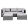 CORNER Set Wicker, Γωνία με Σκαμπό, Απόχρωση Ανοιχτό Γκρι Αναστρέψιμη Γωνία - 202x142x74 H.63 -Σκ.68x64x38cm