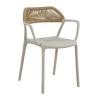 DOLLI Πολυθρόνα Στοιβαζόμενη, PP-UV Γκρι, Rope Wicker Φυσικό - 56x52x78cm