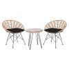 SALSA Coral Set Κήπου Μέταλλο Μαύρο - Γυαλί - Wicker Φυσικό: Τραπέζι+2 Πολυθρόνες - TableΦ52x53 Armchair72x62x81cm