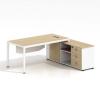 THESIS Γραφείο Δεξιά Γωνία, Απόχρωση Beech - Άσπρο - 160x80x75/160x40x65cm