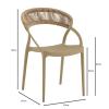 DORA Πολυθρόνα Στοιβαζόμενη, PP Tortora, Rope Wicker Φυσικό - 53x61x78cm