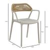 DOLLI Πολυθρόνα Στοιβαζόμενη, PP-UV Γκρι, Rope Wicker Φυσικό - 56x52x78cm