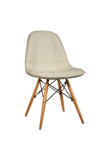 Καρέκλα Τραπεζαρίας Ξύλινη 4τμχ Amanta Cream PU 46X51X82εκ.