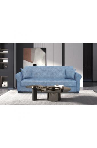 ANGEL BLUE GREY ΥΦΑΣΜΑ 3ΘΕΣΙΟΣ ΚΑΝΑΠΕΣ/ΚΡΕΒΑΤΙ ΜΕ ΑΠΟΘ.ΧΩΡΟ 210X80εκ.