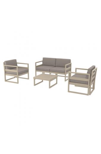 MYKONOS SET 2ΘΕΣ.TAUPE/ΜΑΞ. L.BROWN(2ΘΕΣ.+2ΠΟΛ.+ΤΡΑΠ 65εκ.)